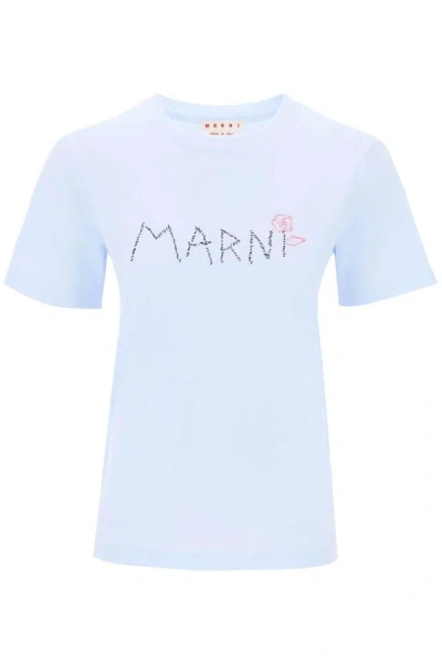 Shop Marni Hand Embroidered Logo T Shirt