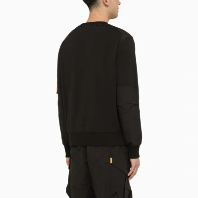 Shop Parajumpers Cotton Black Sweatshirt With Patch Pocket