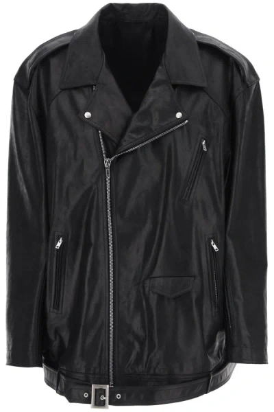 Shop Rick Owens Jumbo Luke Stooges Leather Jacket