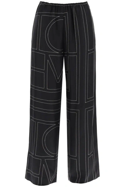 Shop Totême Toteme Monogram Embroidered Pajama Pants