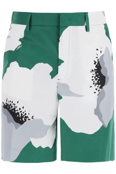 Shop Valentino Garavani "flower Portrait Print Poplin Bermuda Shorts