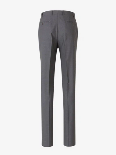 Shop Canali Formal Wool Trousers In Gris Clar