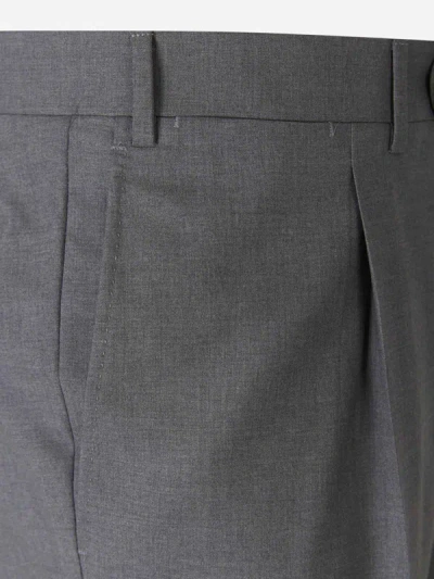 Shop Canali Formal Wool Trousers In Gris Clar
