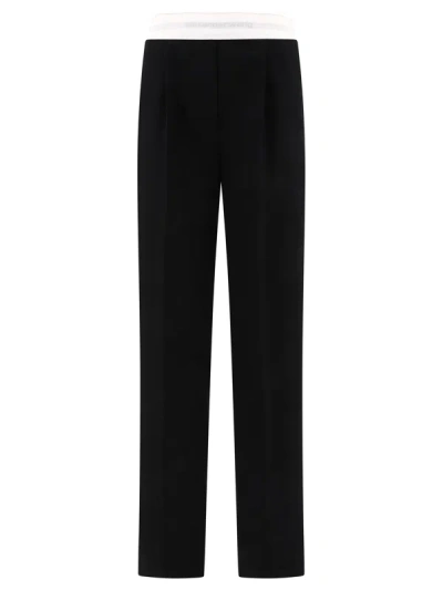 Shop Alexander Wang Tailored Trousers With Logo At The Waist