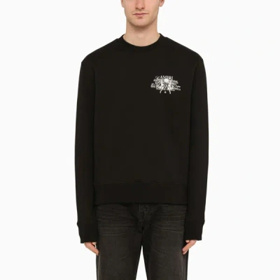 Shop Amiri Black Cotton Crewneck Sweatshirt With Logo Print