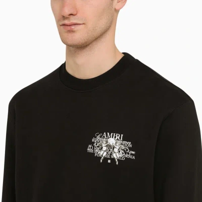 Shop Amiri Black Cotton Crewneck Sweatshirt With Logo Print