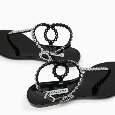 Shop Aquazzura Almost Bare Black Sandal With Crystals