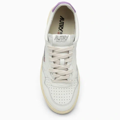 Shop Autry White/lavender Leather Medalist Sneakers