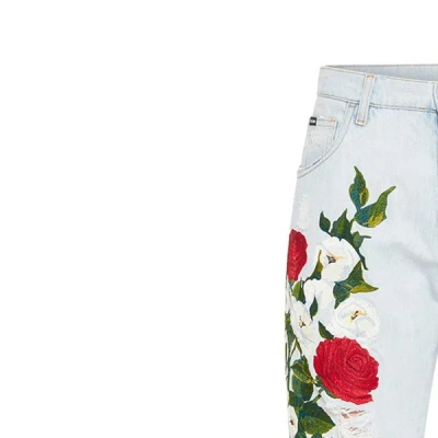 Shop Dolce & Gabbana Embroidered Denim Jeans
