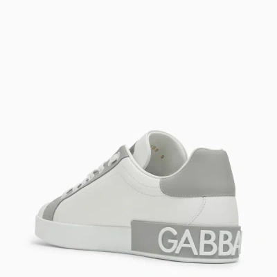 Shop Dolce & Gabbana Dolce&gabbana Portofino White/grey Leather Trainer