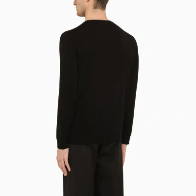 Shop Drumohr Black Cotton Crewneck Sweater