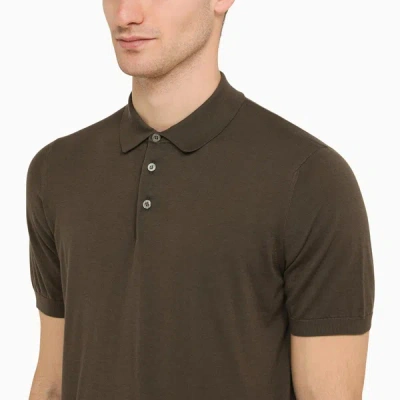 Shop Drumohr Taupe Short Sleeved Polo