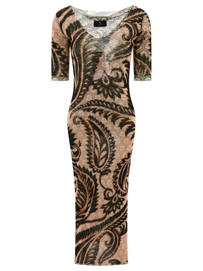 Etro Printed Tulle Midi Dress