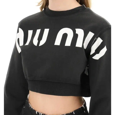 Shop Miu Miu Cropped Logo Sweatshirt
