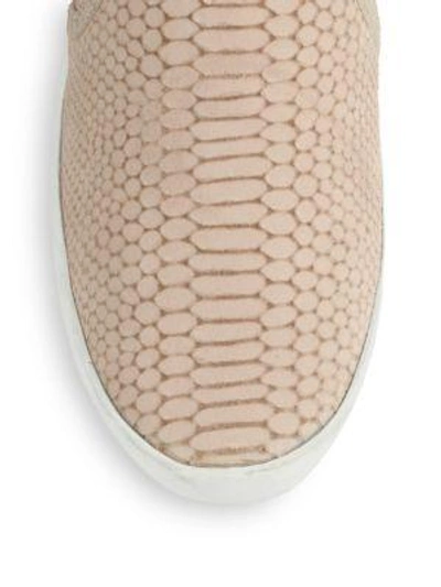 Shop Joie Kidmore Crocodile-embossed Leather Sneakers In Flint