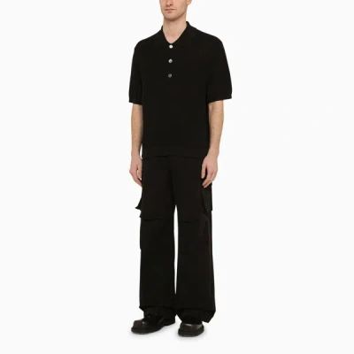 Shop Our Legacy Black Cotton Blend Polo Shirt