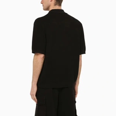 Shop Our Legacy Black Cotton Blend Polo Shirt