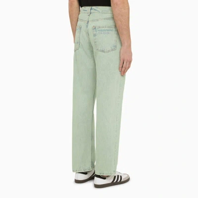 Shop Palm Angels Regular Mint Green Denim Jeans