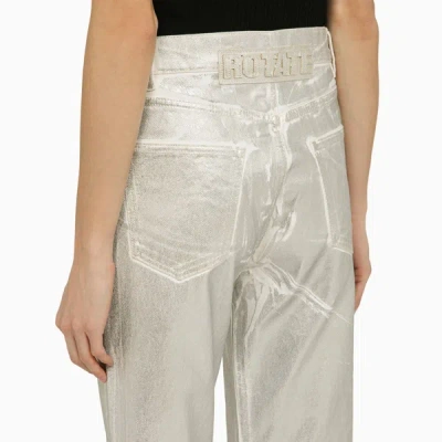 Shop Rotate Birger Christensen Silver Pants In Organic Denim