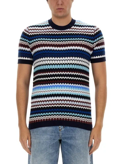 Shop Missoni Knitted T-shirt In Blue