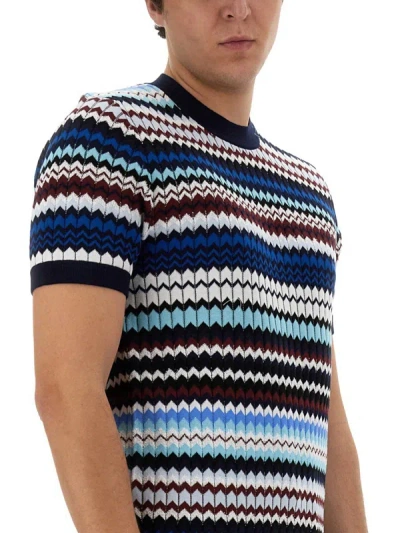 Shop Missoni Knitted T-shirt In Blue