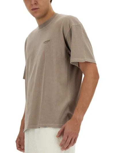 Shop Represent T-shirt With Logo In Beige