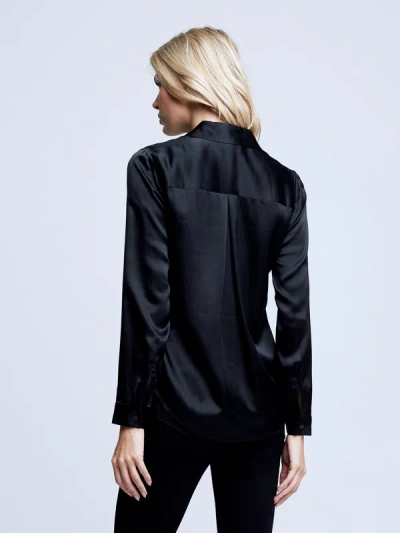 Shop L Agence Tyler Silk Blouse In Black