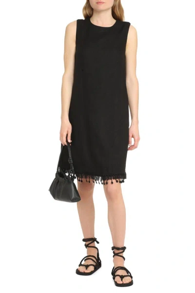 Shop 's Max Mara Canada Cotton-linen Blend Dress In Black