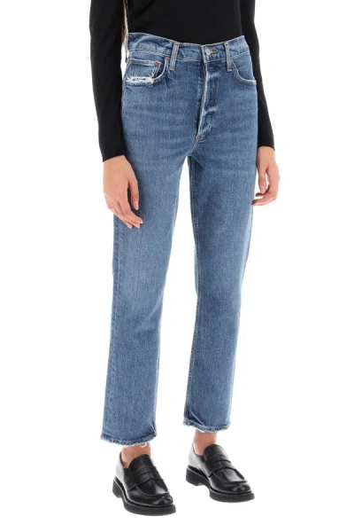 Shop Agolde Riley High-waisted Jeans In Blue