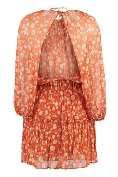 Shop Alessia Zamattio Riviera Silk Mini Dress In Orange