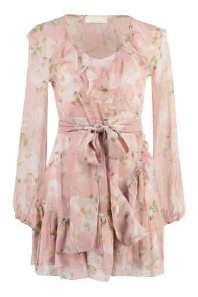 Shop Alessia Zamattio Silk Wrap-dress In Pink
