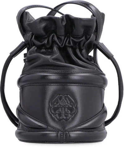 Shop Alexander Mcqueen The Soft Curve Leather Bucket Bag In Black