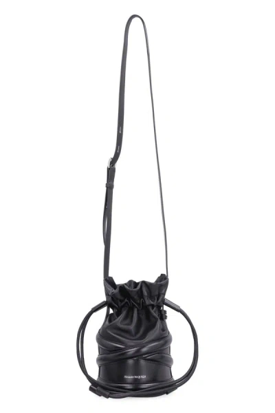 Shop Alexander Mcqueen The Soft Curve Leather Bucket Bag In Black