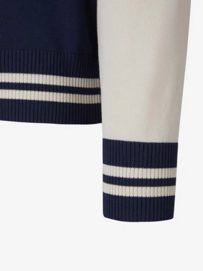 Shop Alexander Mcqueen Two-tone Varsity Sweatshirt In Navy Blue And Ivory