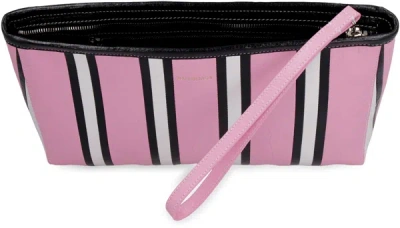 Shop Balenciaga Barbes Leather Clutch In Pink