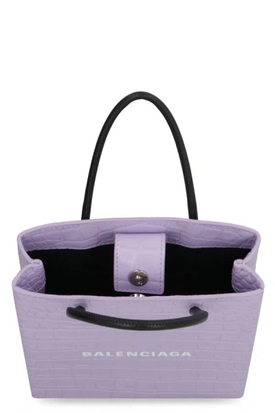 Shop Balenciaga Croco-print Leather Bag In Lilac