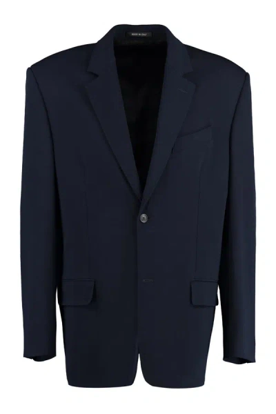 Shop Balenciaga Single-breasted Two-button Jacket In Blue