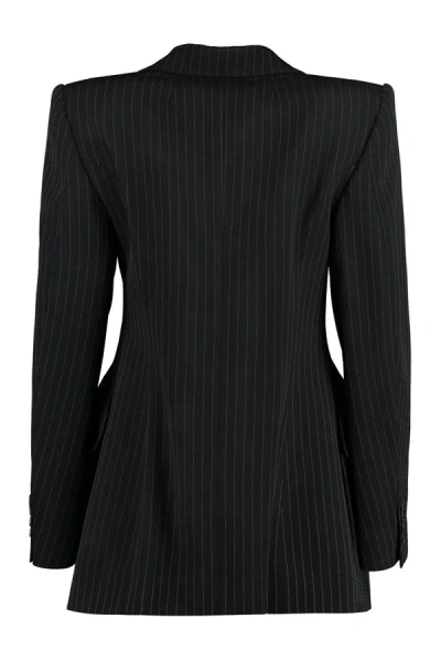 Balenciaga Hourglass Pinstripe Single-breasted Blazer In Black