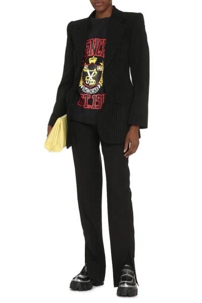 Balenciaga Hourglass Pinstripe Single-breasted Blazer In Black