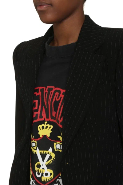 Balenciaga Hourglass Pinstripe Single-breasted Blazer In Black