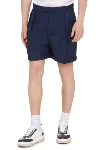 Shop Bally Virgin Wool And Mohair Bermuda-shorts In Blue