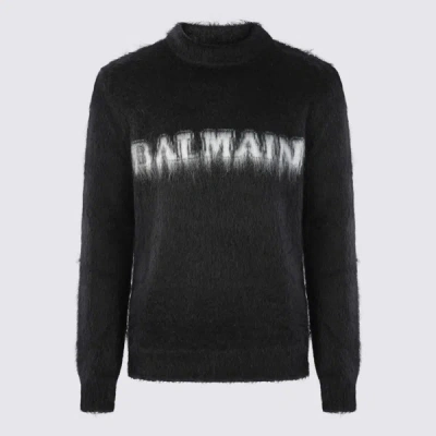 Shop Balmain Black Mohair Blend Sweater