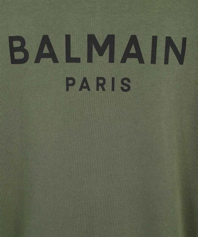 Shop Balmain Cotton Full-zip Sweatshirt In Green