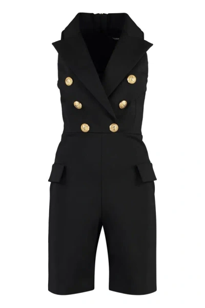 Shop Balmain Double Breasted Blazer Playsuit In Black