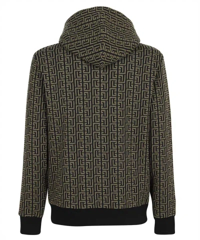 Shop Balmain Knitted Full-zip Sweatshirt In Black