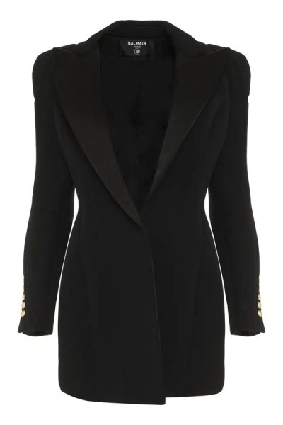Shop Balmain Wool Single-breasted Blazer In Black