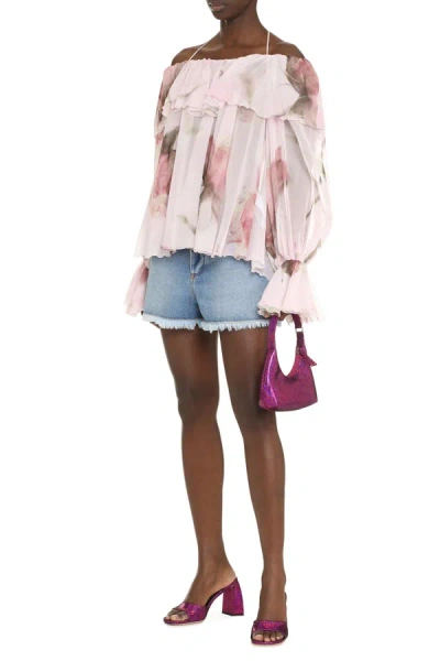 Shop Blumarine Printed Silk Blouse In Pink