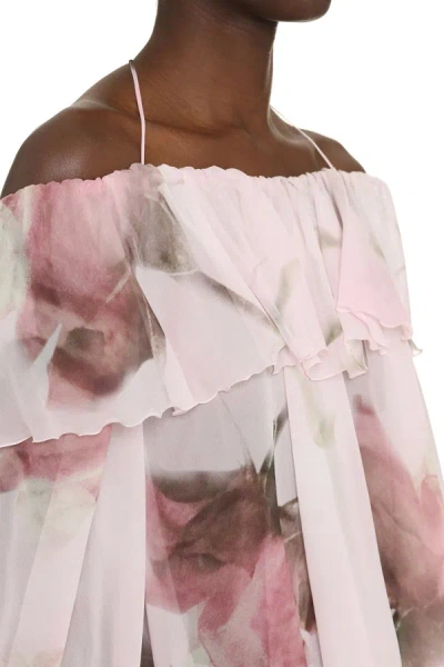 Shop Blumarine Printed Silk Blouse In Pink