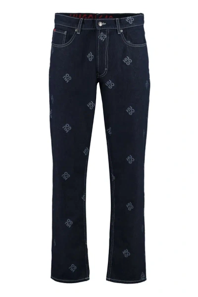Shop Hugo Boss Boss 5-pocket Straight-leg Jeans In Denim