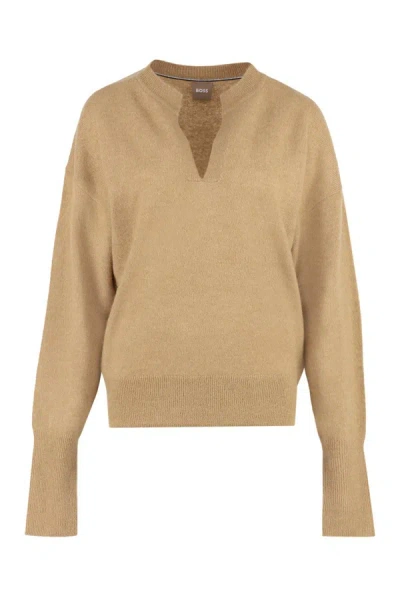 Shop Hugo Boss Boss Alpaca Blend Sweater In Beige